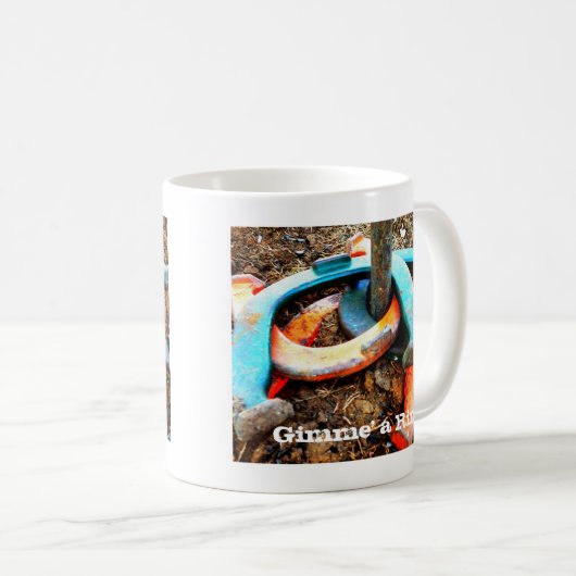 Gimme's een Ringer Hoefijzer Pitching Gifts Koffiemok (Voorkant rechts)