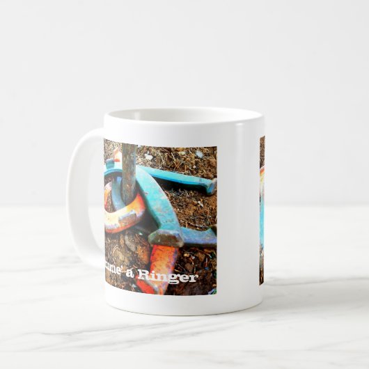 Gimme's een Ringer Hoefijzer Pitching Gifts Koffiemok (Voorkant links)