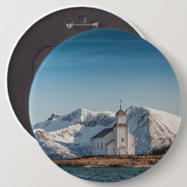 Gimsoy Church Lofoten Noorwegen Ronde Button 6,0 Cm