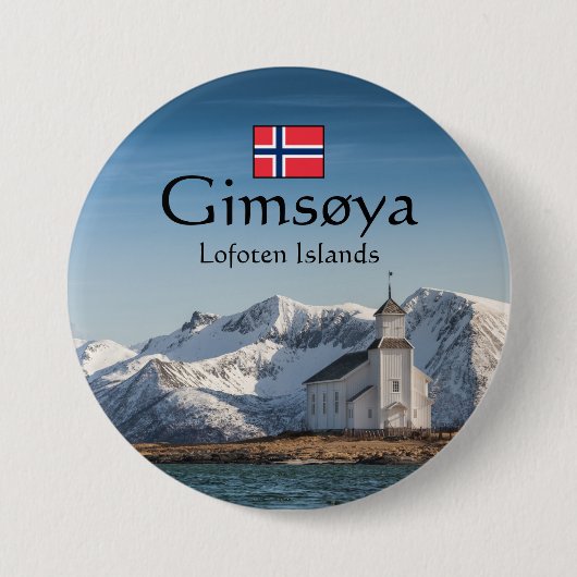 Gimsoya Lofoten Souvenir Ronde Button 7,6 Cm (Voorkant)