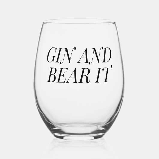 Gin and Bear | Funny Gin Lover Wijnglas Zonder Voet (Voorkant)