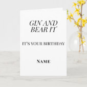 Gin and Bear It Birthday – Personalised Funny Kaart (Gele Bloem)