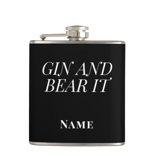 Gin and Bear It – Personalised Funny Gin Heupfles (Voorkant)