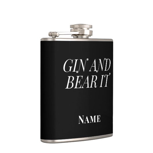 Gin and Bear It – Personalised Funny Gin Heupfles (Rechts)