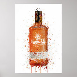 Gin Bottle Wall Art Print 'Blood Orange'