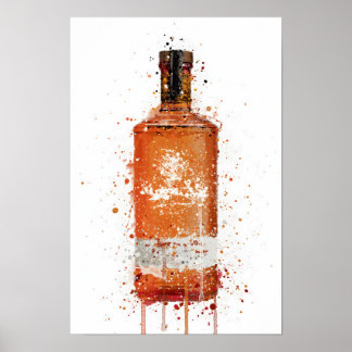 Gin Bottle Wall Art Print 'Blood Orange'