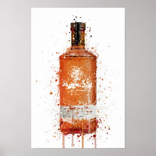 Gin Bottle Wall Art Print 'Blood Orange' (Voorkant)