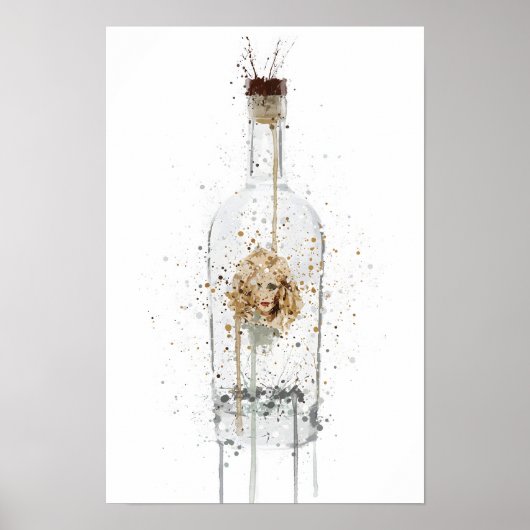 Gin Bottle Wall Art Print 'Bombshell' (Voorkant)