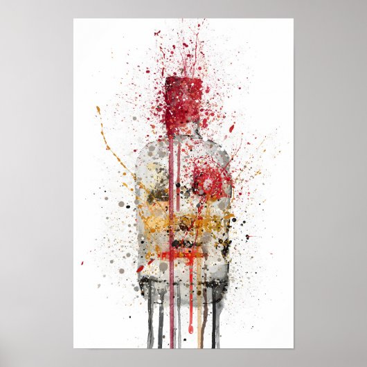 Gin Bottle Wall Art Print 'Crimson' (Voorkant)