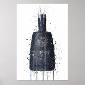 Gin Bottle Wall Art Print 'Dark Granite' (Voorkant)