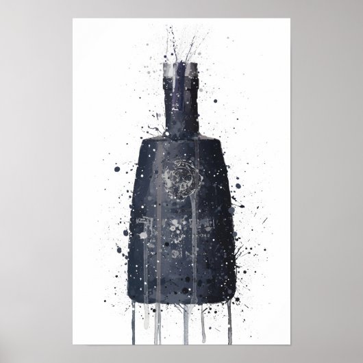 Gin Bottle Wall Art Print 'Dark Granite' (Voorkant)