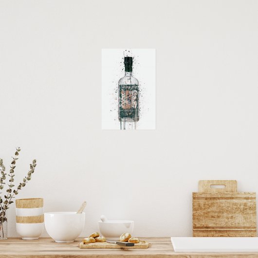 Gin Bottle Wall Art Print 'Deep Pine' (Keuken)