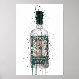 Gin Bottle Wall Art Print 'Deep Pine'