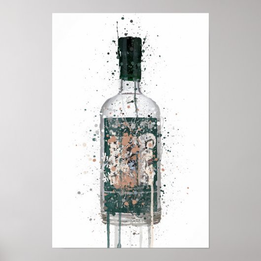 Gin Bottle Wall Art Print 'Deep Pine' (Voorkant)