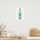 Gin Bottle Wall Art Print 'Duck Egg Blue' (Keuken)