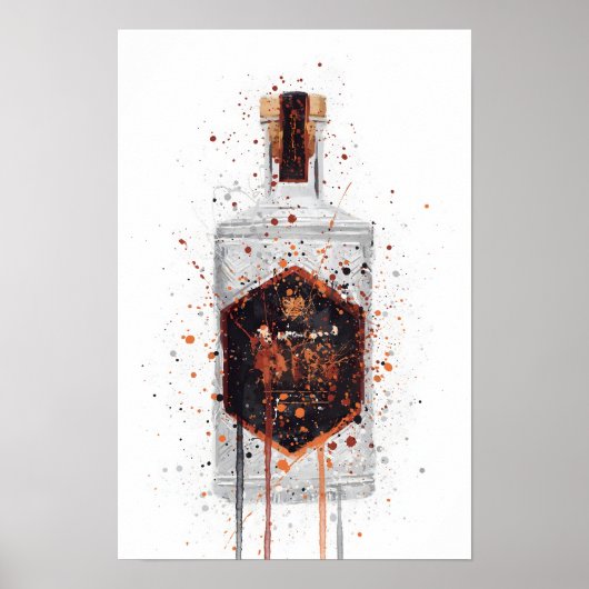 Gin Bottle Wall Art Print 'Honeycomb' (Voorkant)
