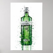 Gin Bottle Wall Art Print 'Leaf Green' (Voorkant)