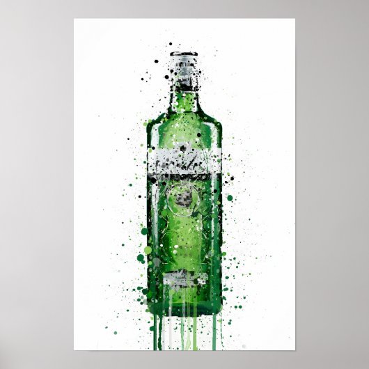 Gin Bottle Wall Art Print 'Leaf Green' (Voorkant)