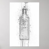 Gin Bottle Wall Art Print 'Ocean Blue' Grey  (Voorkant)