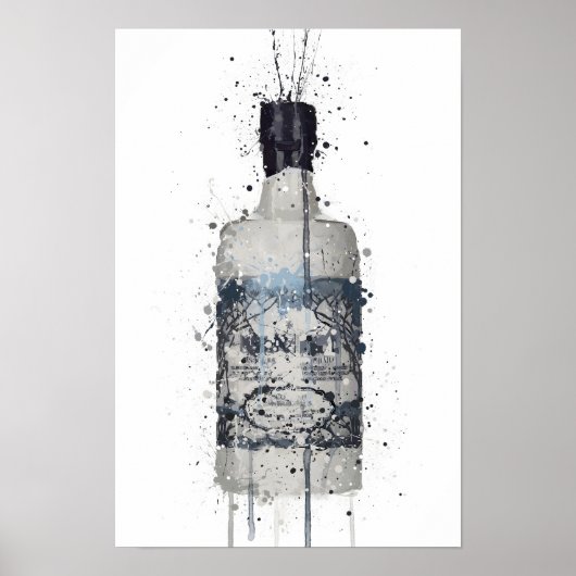 Gin Bottle Wall Art Print 'Rock Pool' (Voorkant)