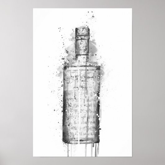 Gin Bottle Wall Art Print 'Steel Grey' Grey (Voorkant)