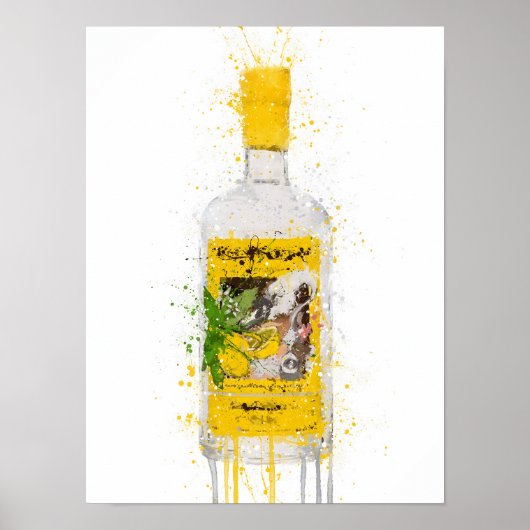 Gin Bottle Wall Art Print 'Zest' (Voorkant)