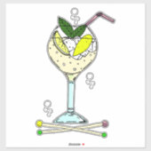 Gin Cocktail Glass met ijs en lemmetjes Sticker (Vel)