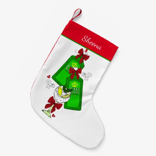 Gin Drinker Gingle Bells Hanging Bottles Funny Kleine Kerstsok (Voorkant (Hangend))