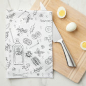 Gin Drinker Love Cocktails Mixologist Pattern Theedoek (Quarter Fold)