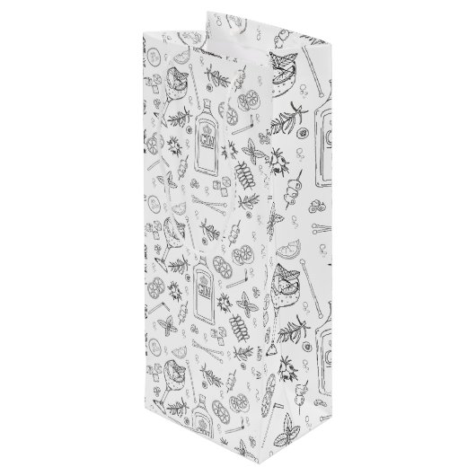 Gin en Tonic Doodle Cocktail Party Bottle Bag Wijn Cadeautas (Achterkant Gekanteld)