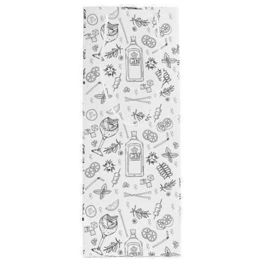 Gin en Tonic Doodle Cocktail Party Bottle Bag Wijn Cadeautas (Achterkant)