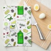 Gin en Tonic Lover geïllustreerde cocktailglazen Theedoek (Quarter Fold)