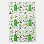 Gin en Tonic Lover geïllustreerde cocktailglazen Theedoek (Verticaal)