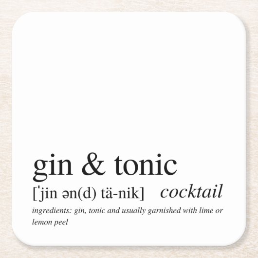 Gin en Tonic Modern Quote Black Typografie Kartonnen Onderzetters (Voorkant)