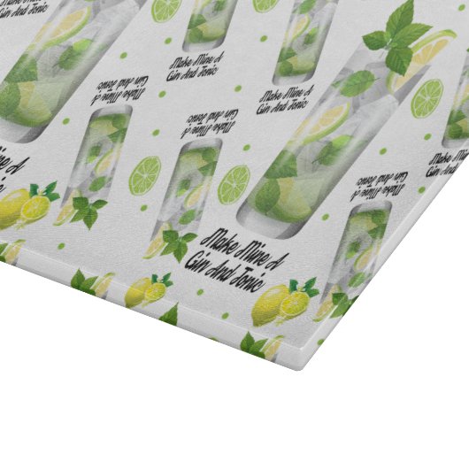 Gin en tonic Pattern, Glass Cutting Board 11"x8" Snijplank (Hoek)