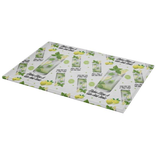 Gin en tonic Pattern, Glass Cutting Board 11"x8" Snijplank (Hoek)