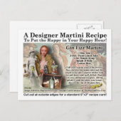 Gin Fizz Martini Recipe Briefkaart (Voorkant / Achterkant)