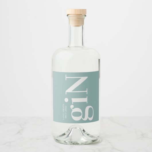 Gin Fles Green Simple Liquor Flacon Label Likeurfles Etiket (Voorkant)