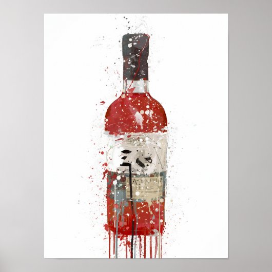 Gin Fles Muur Kunstprint "Berry" Poster (Voorkant)