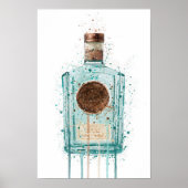 Gin Fles Muur Kunstprint Blauw Poster (Voorkant)