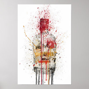 Gin Fles Muur Kunstprint 'Crimson' Poster