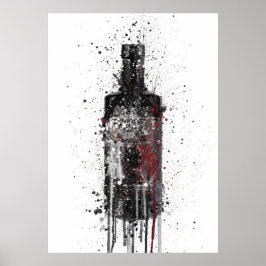 Gin Fles Muur Kunstprint 'Donkere Lucht' 0268  Poster