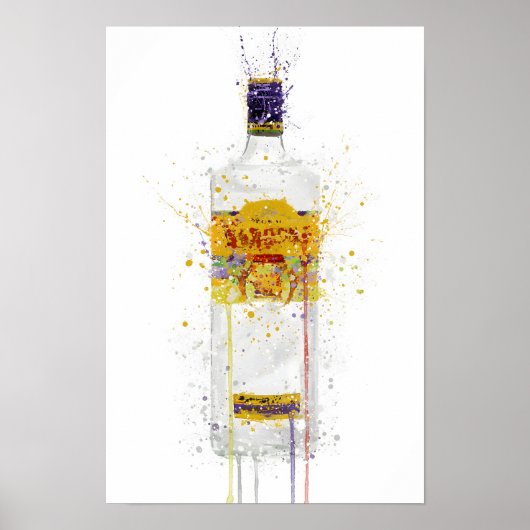 Gin Fles Muur Kunstprint 'Draak' Poster (Voorkant)