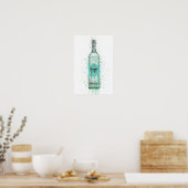 Gin Fles Muur Kunstprint 'Duck Egg Blue' Poster (Keuken)