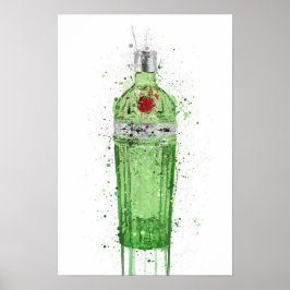 Gin Fles Muur Kunstprint 'Emerald 2.0' Poster