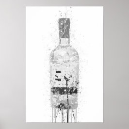 Gin Fles Muur Kunstprint 'Grijze Marmer' Poster