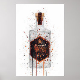Gin Fles Muur Kunstprint 'Honeycomb' Poster