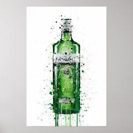 Gin Fles Muur Kunstprint 'Leaf Green' Poster