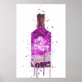 Gin Fles Muur Kunstprint 'Magenta' Poster