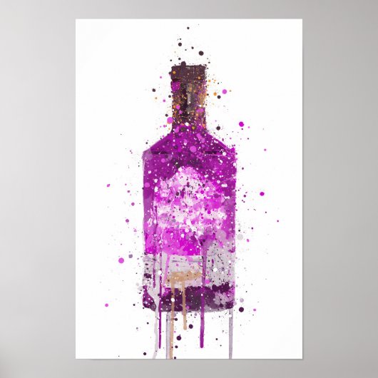 Gin Fles Muur Kunstprint 'Magenta' Poster (Voorkant)